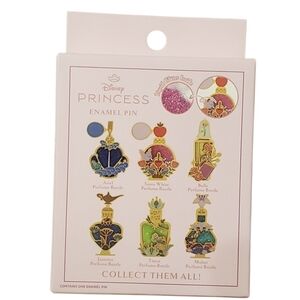 Disney Princess Liquid Glitter Filled Perfume Bottle Blind Box Enamel Pin